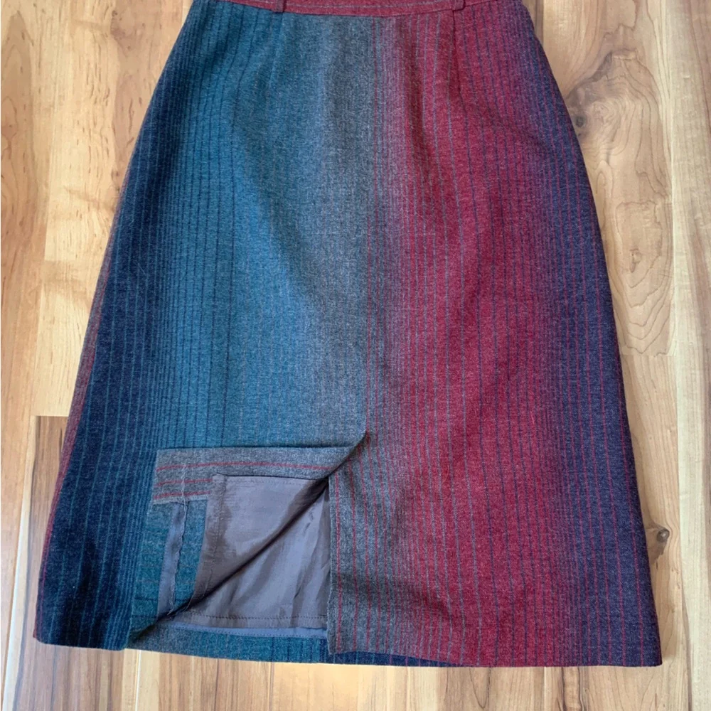 Vintage Panther A-line Wool Skirt Knee Length Jewel Tones - Picture 6 of 9